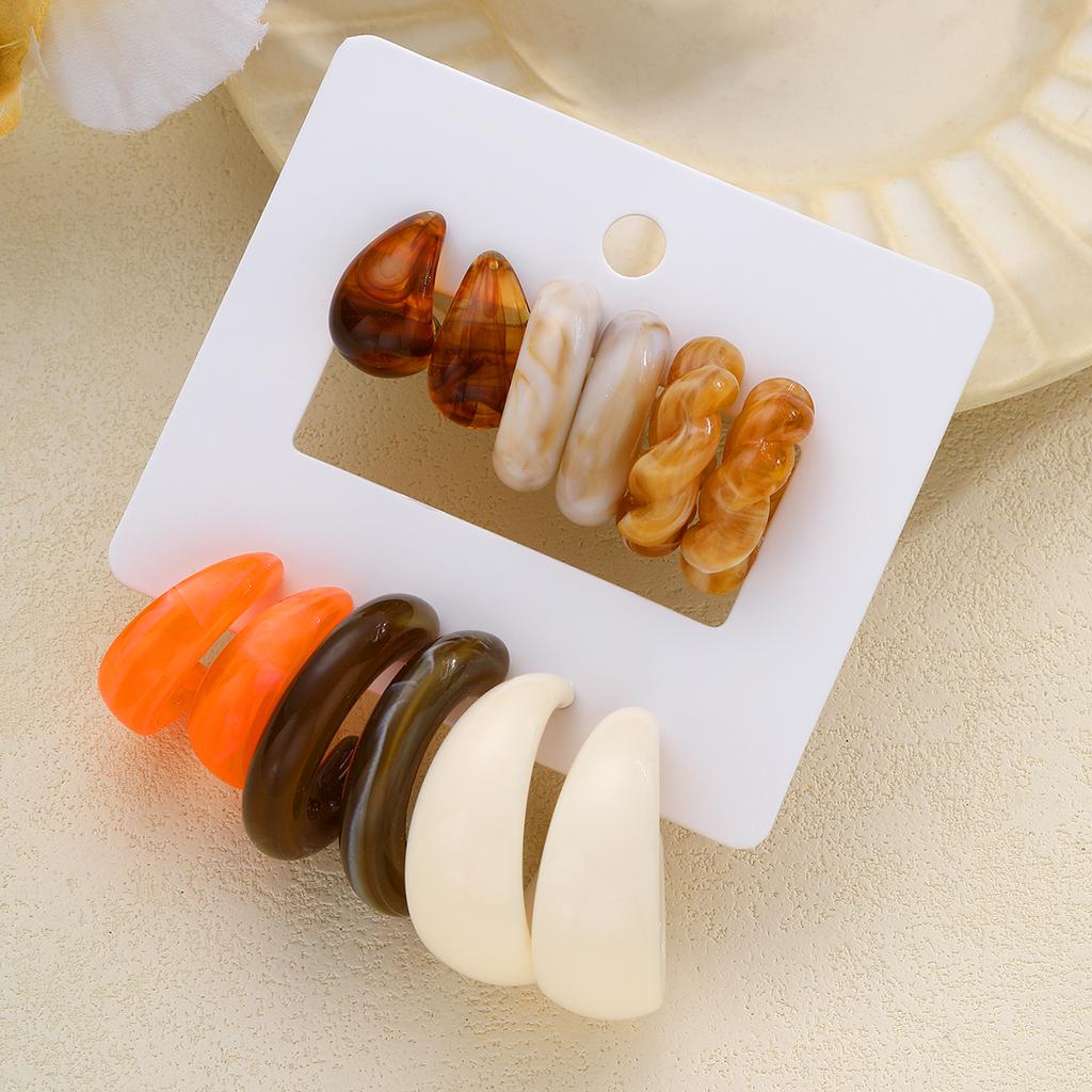12pcs Bohemian Colorful Resin Earring Set For Women Vintage Water Drop Hoop Earrings Daily Wear Dating Party Jewelry Gifts 2025