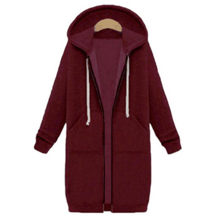Herbst Winter Damen Casual Zip Up Hoodies Hoodies Langarm Lose Kapuzenjacken Reißverschlusstasche Maxigröße Sweatshirt Sport Oberbekleidung