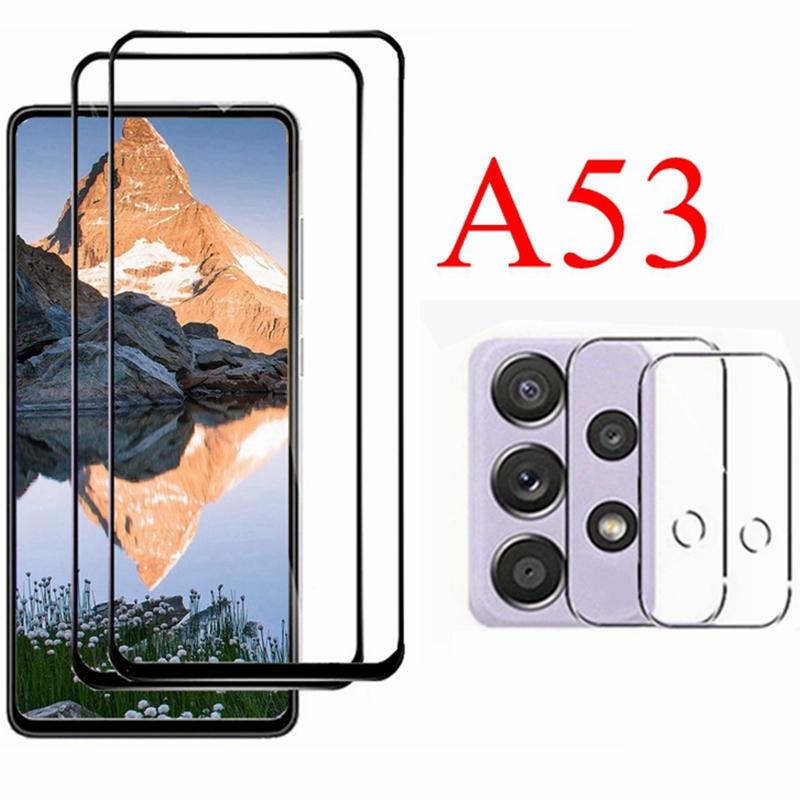 2 + 2 упаковки Защитная пленка для экрана Full Cover Стекло для SAMSUNG Galaxy Защита камеры из ПВХ for samaung galaxy A53 чёрный