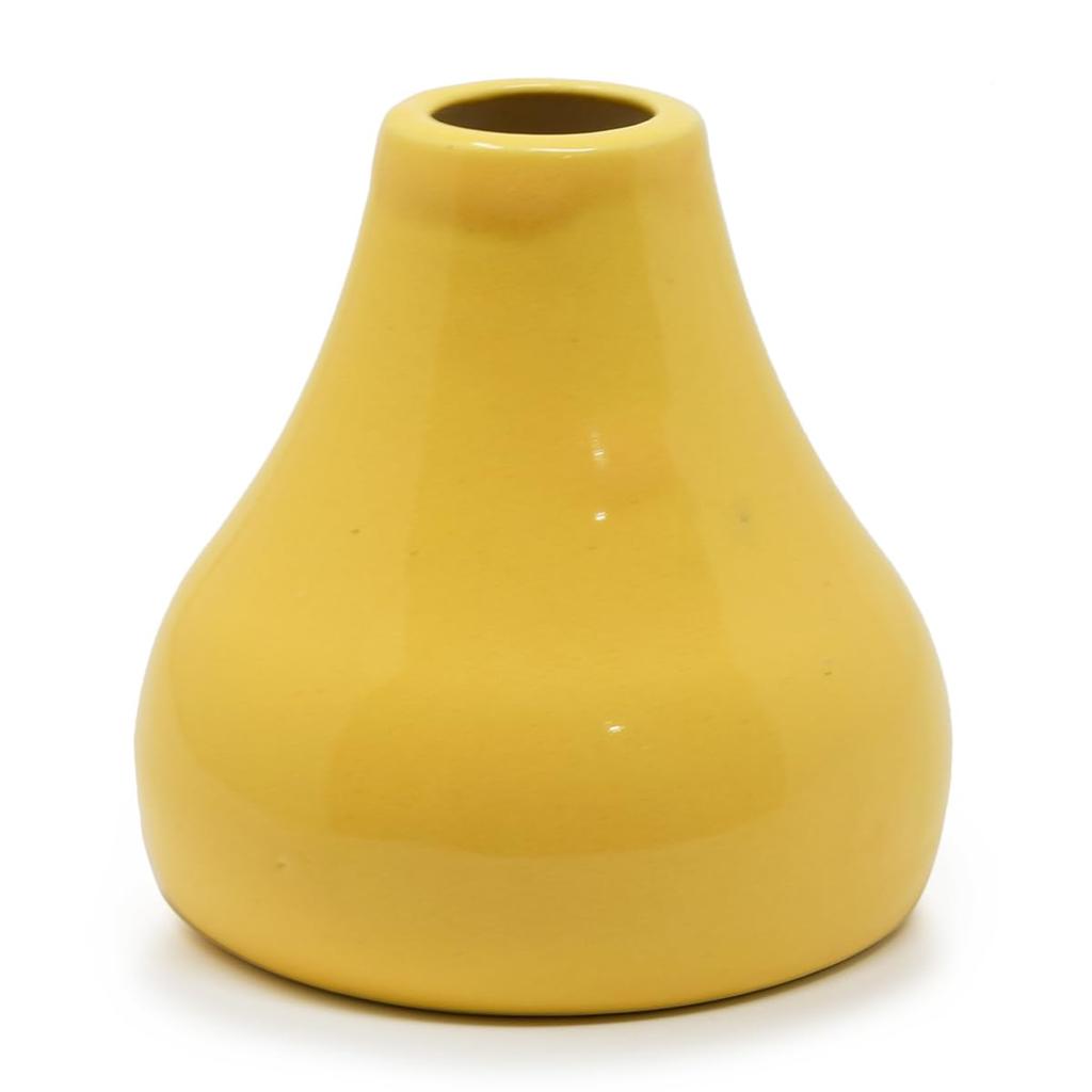 The Himalayan Goods Company Ceramic Reed Vase Pot Aroma Oil Incense Diffuser (4 × 4 Inches, Yellow).