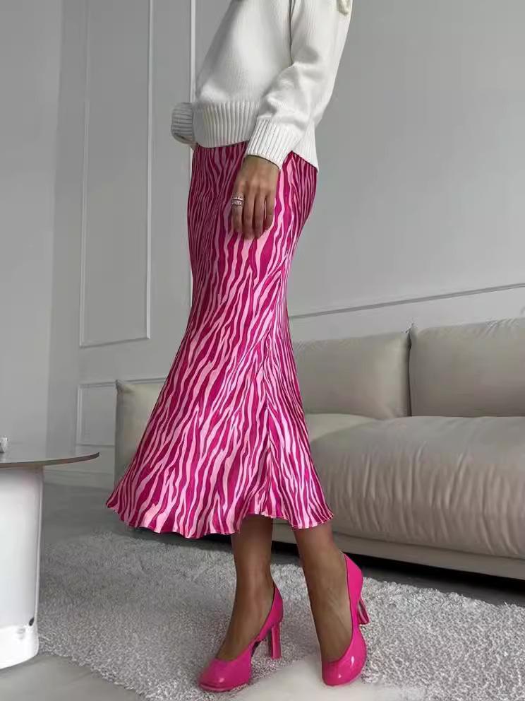 High-End French Print Women's Fishtail A-Line Midi Skirt - Summer Fashion