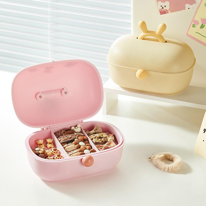 New Home Desktop Multi Layer Grid Hair Accessories Jewelry Large Capacity Storage Box Children's Cartoon Hair Rope Hair Accessories Box