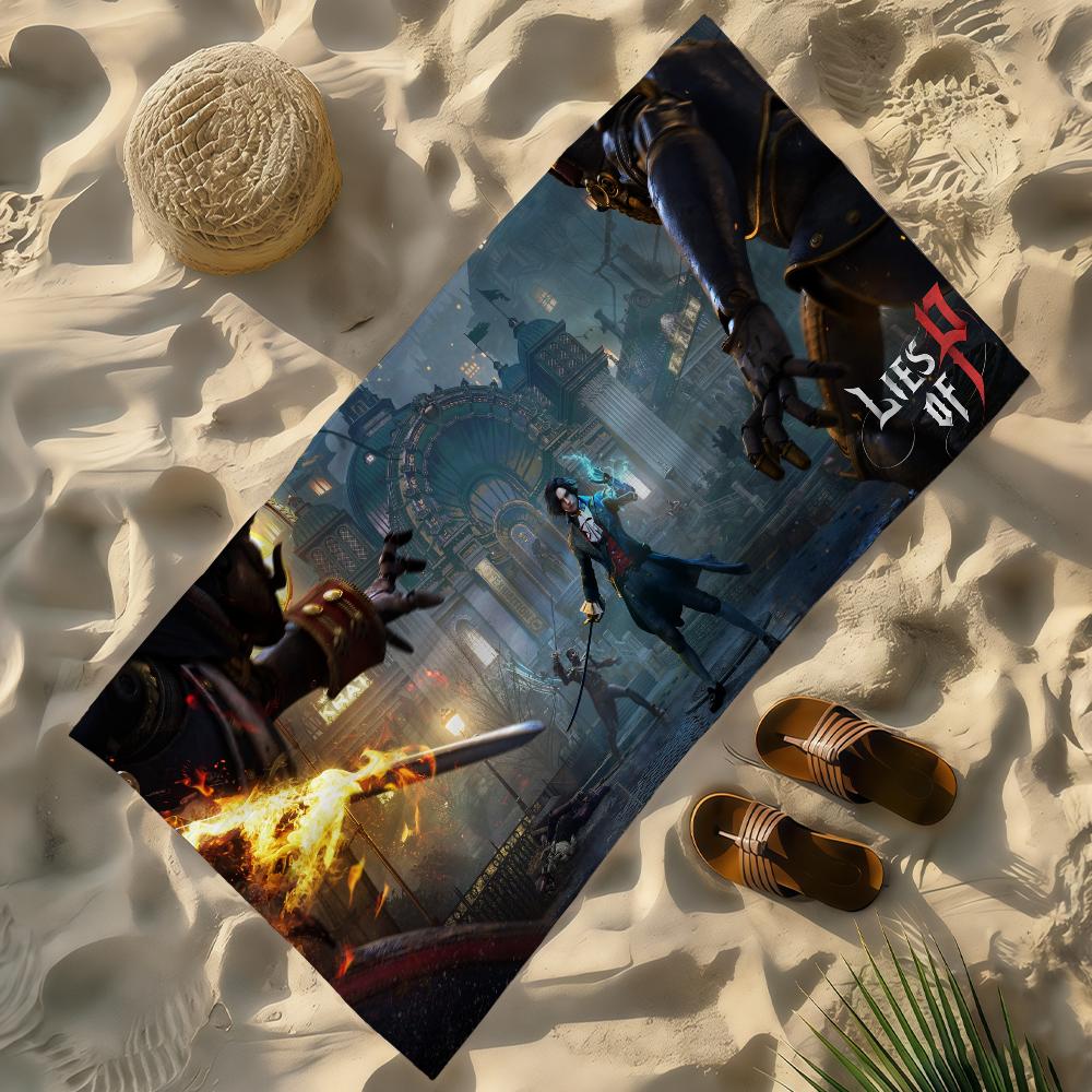 

L-Lies of P-P Game Towel Soft Lightweight Anti-Sand Large Beach Towel Quick-Drying Bath Sports Family W40*H60(CM)