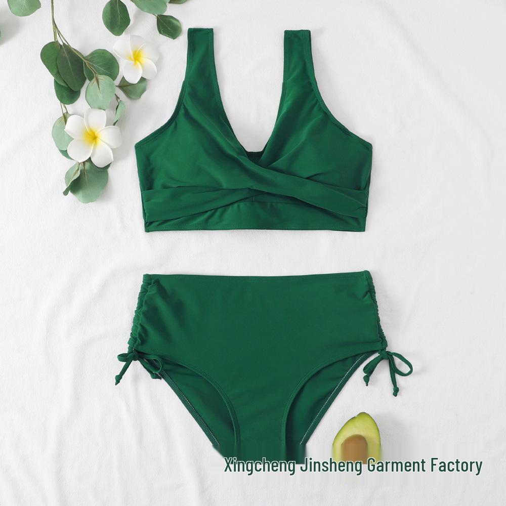 Solid Color European and American Two-Piece Bikini Swimwear Set