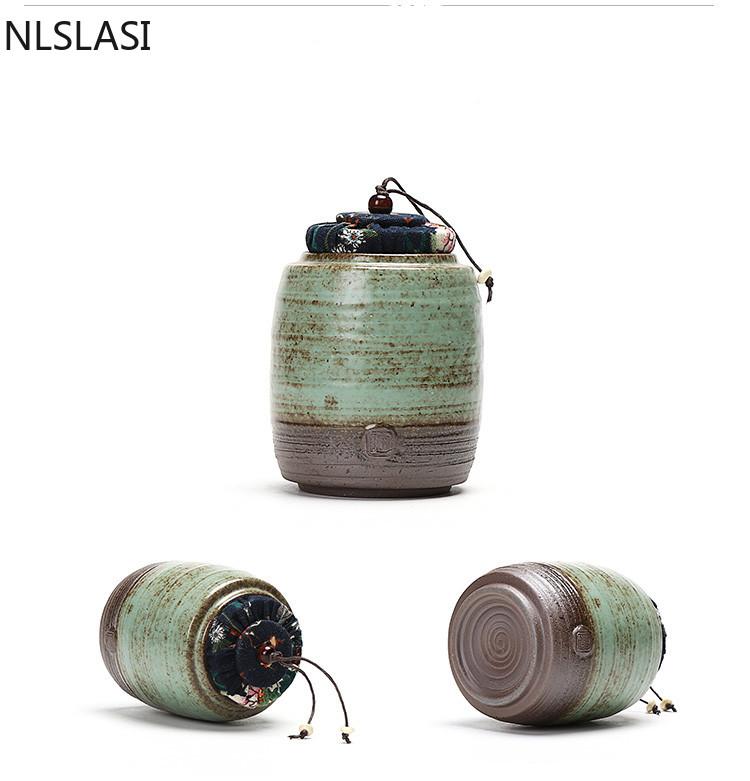 Recipiente de Té de Cerámica Retro Alfarería Nuez Grano Tarro Hermético Contenedor de Especias para el Hogar Tarros a Prueba de Humedad Suministros de Cocina Accesorios