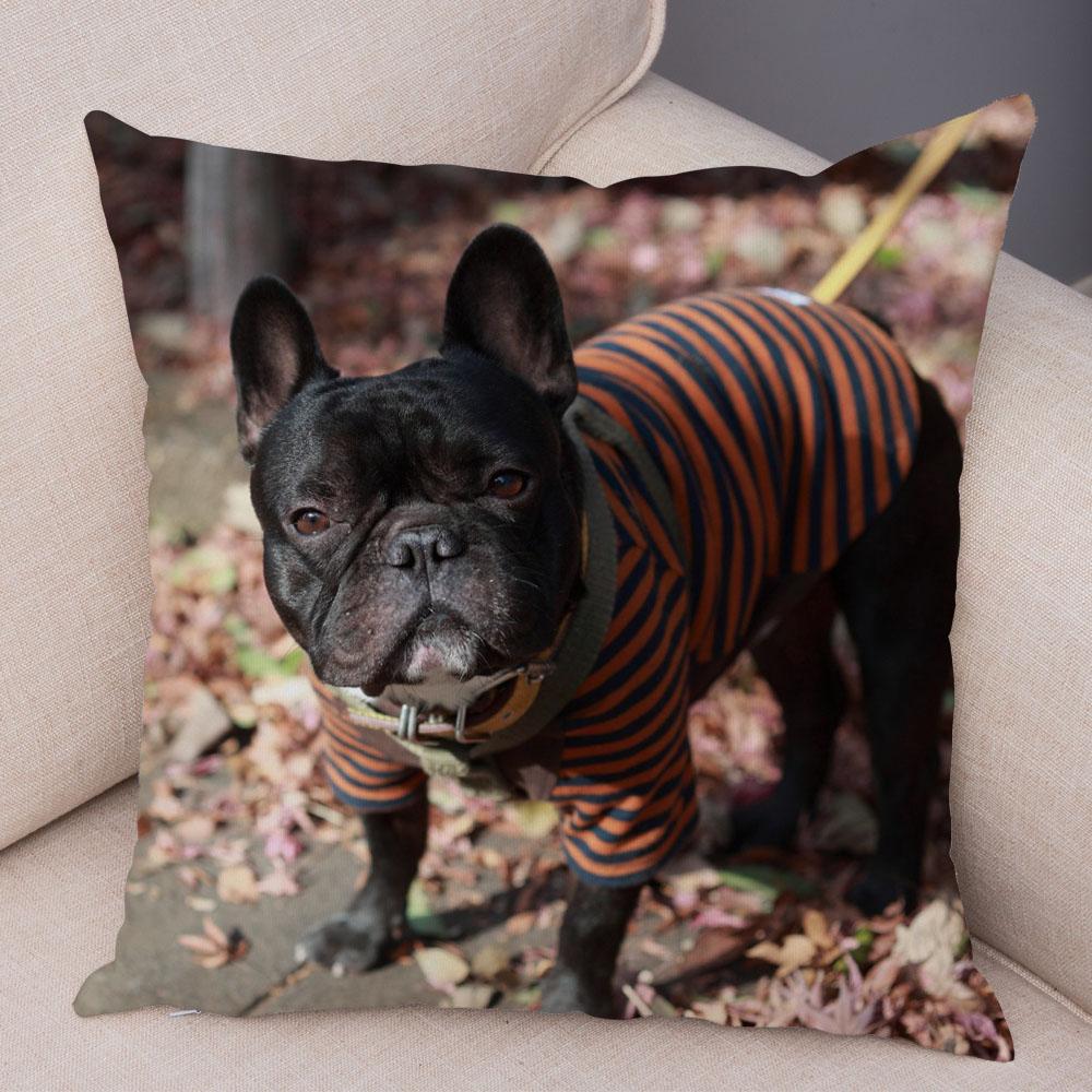 Cute Pet Mini French Bulldog Pillowcase Home Sofa Car Decoration Animal Dog Cushion Cover Printed