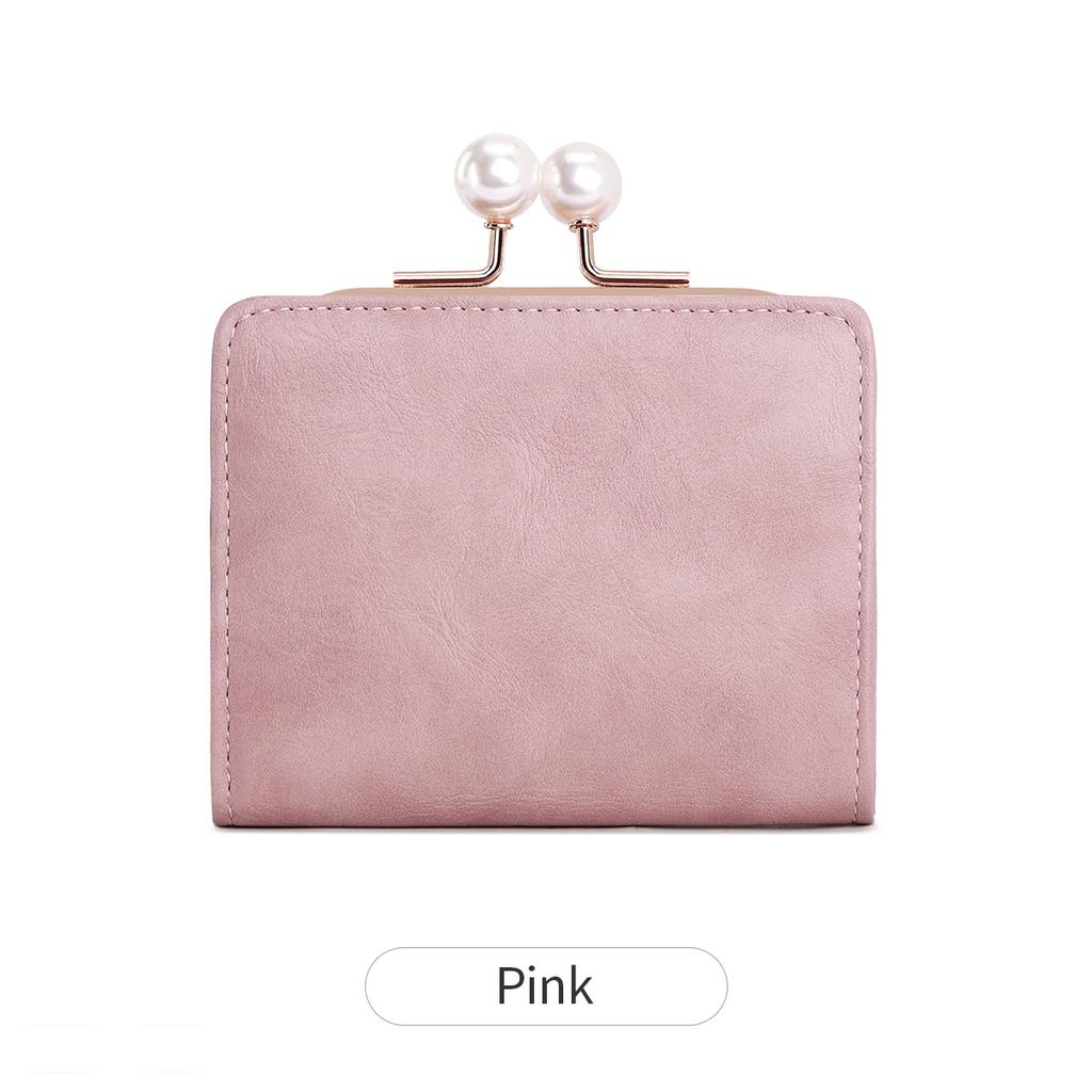 Women's Wallet Short Compact Three Layer LargeCapacity Retro Pearl Wallet PU Leather Multi Card Seat/Coin ZeroWallet
