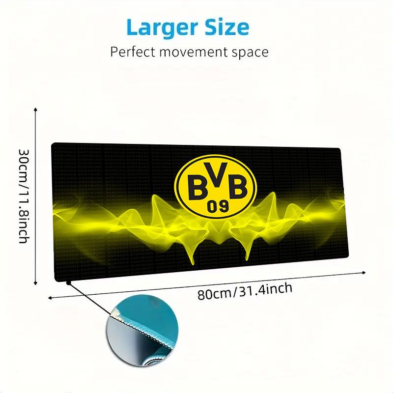Podkładka pod mysz Borussia Dortmund, Duża mata na biurko do gier, Antypoślizgowa podkładka pod mysz XXL na laptopa i tablet, Mata do gry na mini PC ze zszywanymi krawędziami