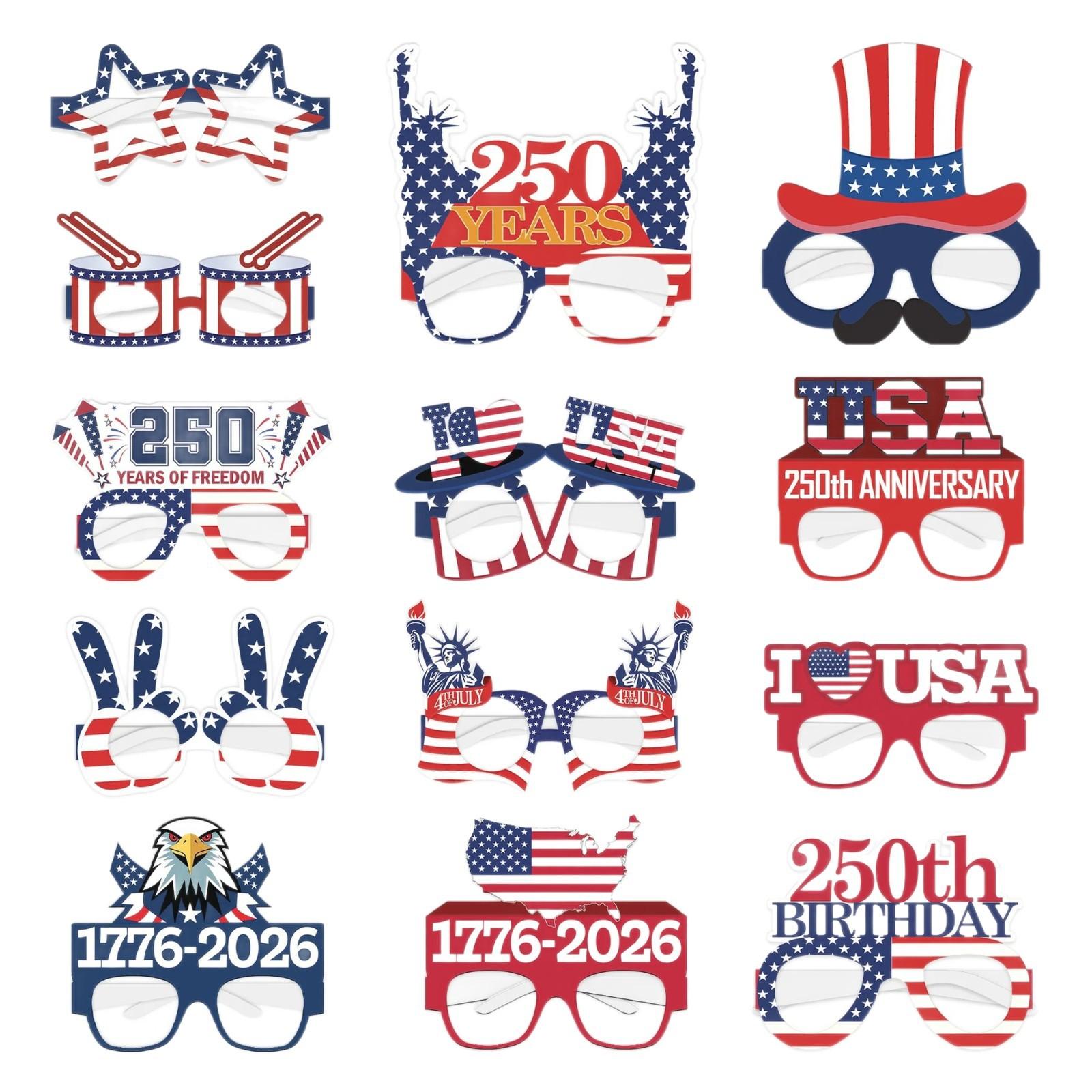 

13pcs Patriotic Party Glasses Set Independence Day Celebration Accessories Novelty Eyewear for Holiday Events and Themed Gatherings One Size