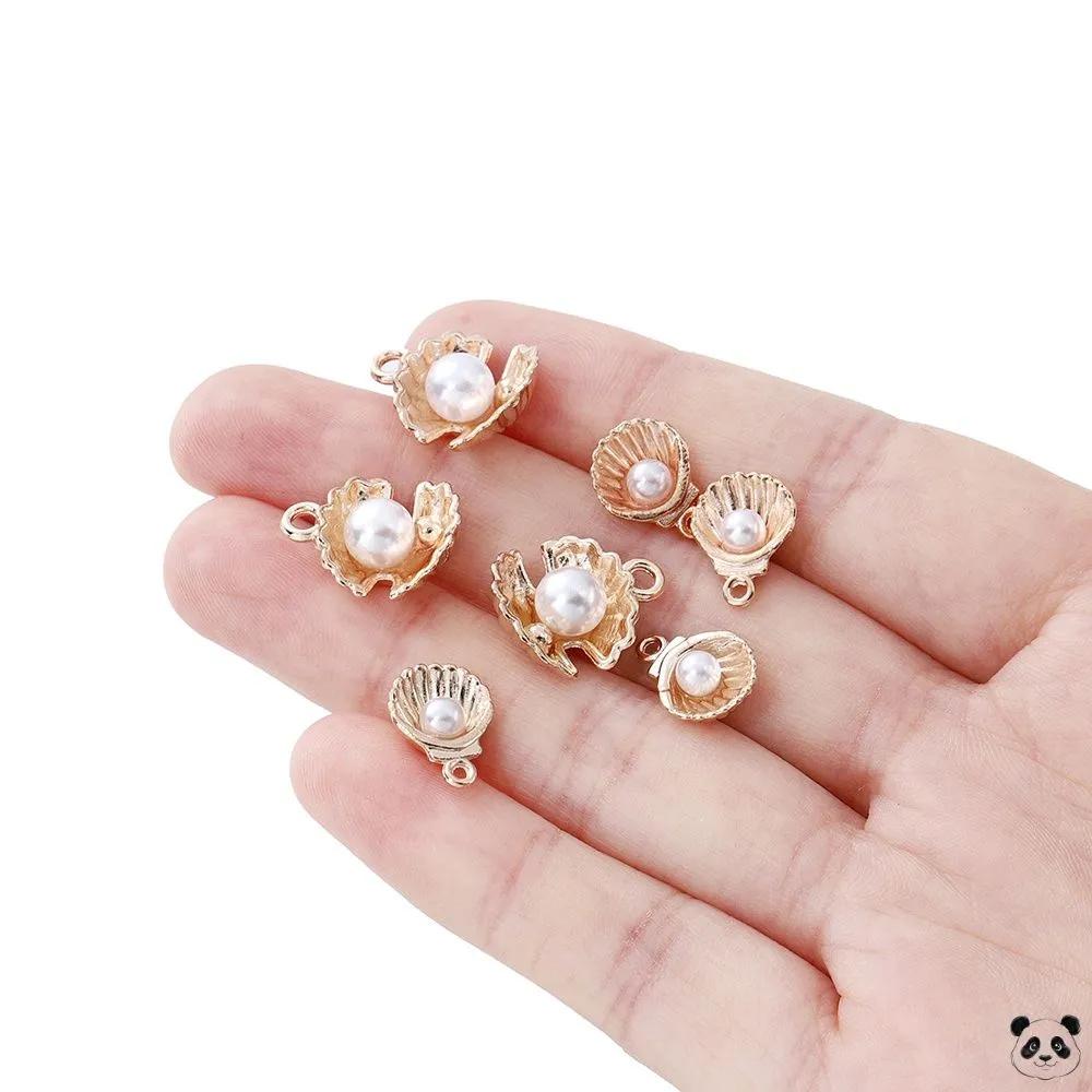 10pcs Pearl Shell Charms 13x15mm Small Ocean Shell Pendants for Jewelry Making Crafting Accessories