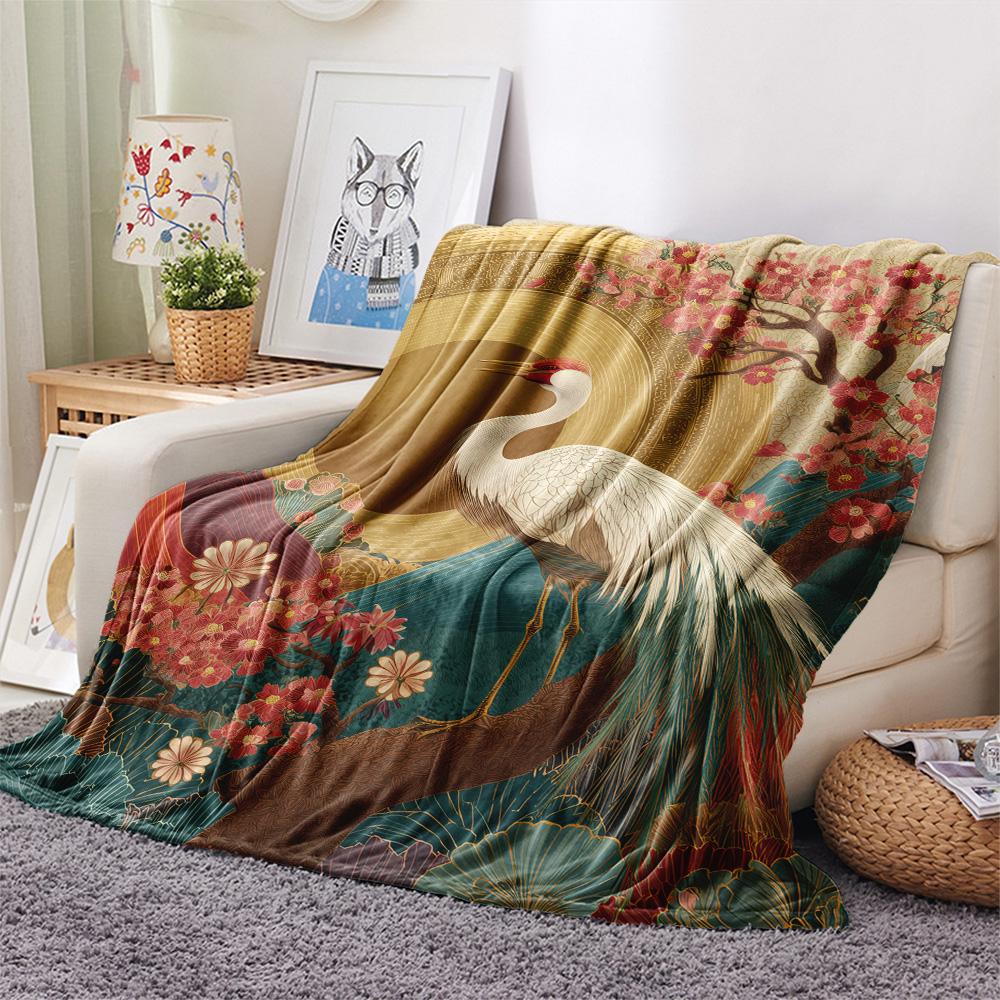 Branch Birds  Print Flannel Blanket, High Quality Comfortable for All Seasons, Home Decor, Warmth and Comfort