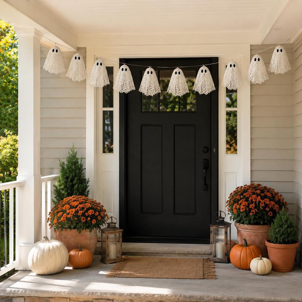 Ghost Garland Led Lighted Lace For Halloween Party Decor And Gift Giving