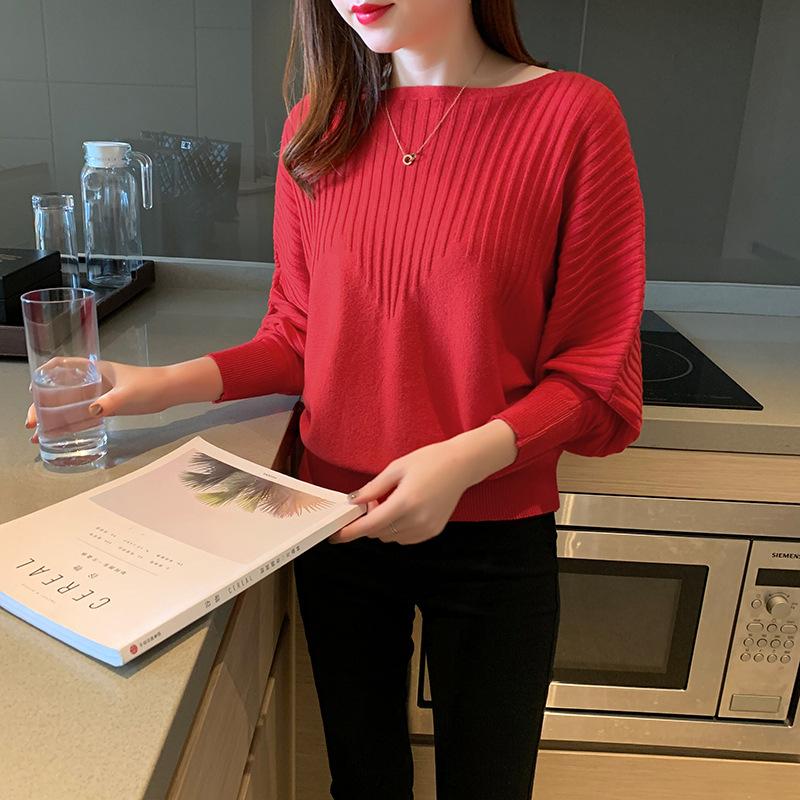 Autumn Women's Bat Sleeve Loose Short Spring Women's Sweater Knitted Bottom Top
