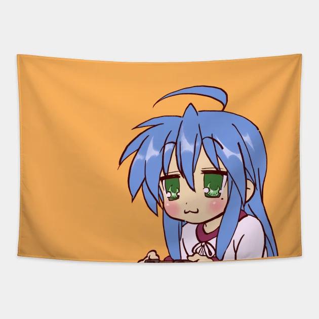 Tsukasa Hiiragi And Her Pink Flip Phone / Lucky Star Tapestry Dormitory Bedhead Sofa Living Room Background Decoration Tapestry