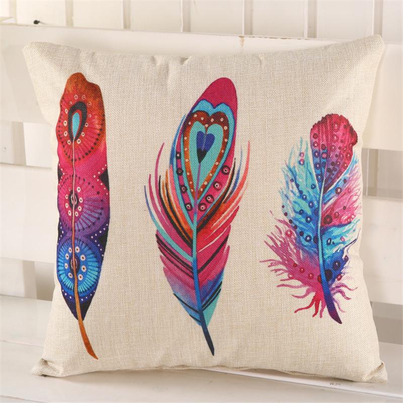 45x45cm Vintage Feather Butterfly Printed Cushion Cover Home Living Room Chair Seat Sofa Decoration
