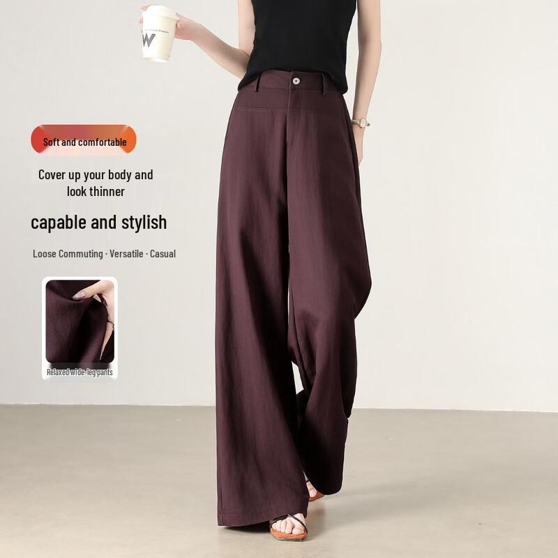 Women s High-Waist Wide-Leg Relaxed Casual Pants M