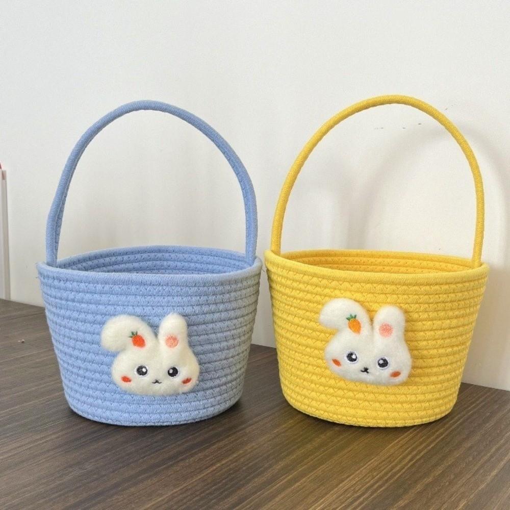 Hand-Woven Easter Gift Basket Cotton Thread Gift Storage Basket Handheld Woven Basket  Gift Giving
