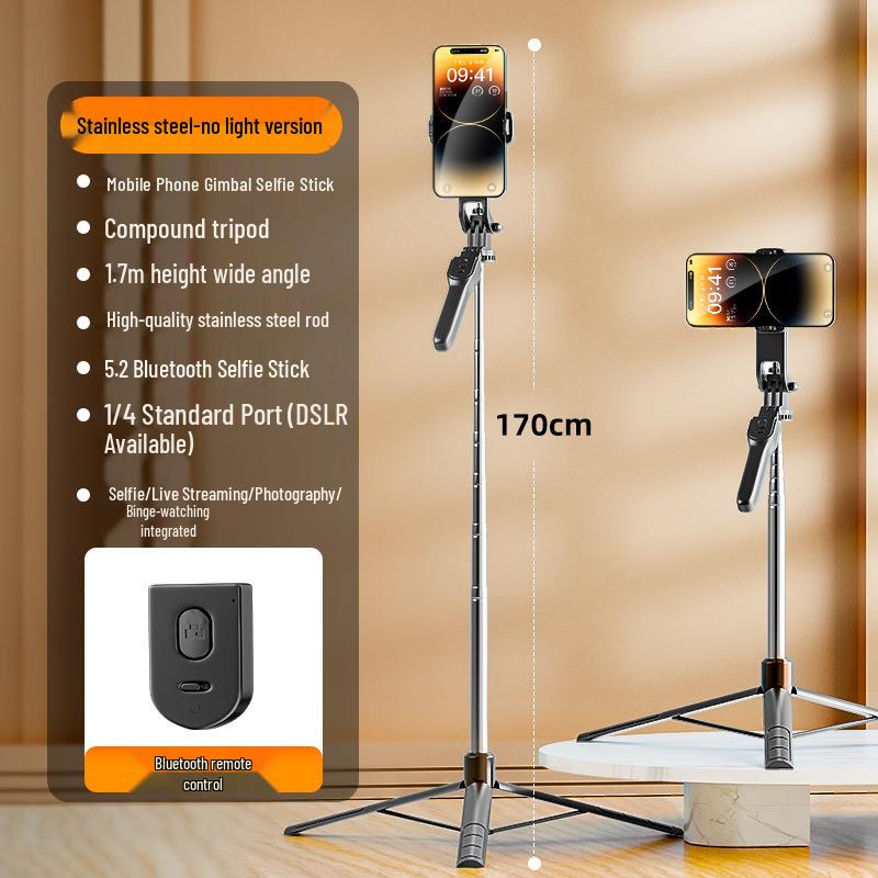 Universal Rotating Selfie Stick Tripod with Anti-Shake Gimbal for Mobile Phones – Ideal for Live Broadcast and Travel Photography