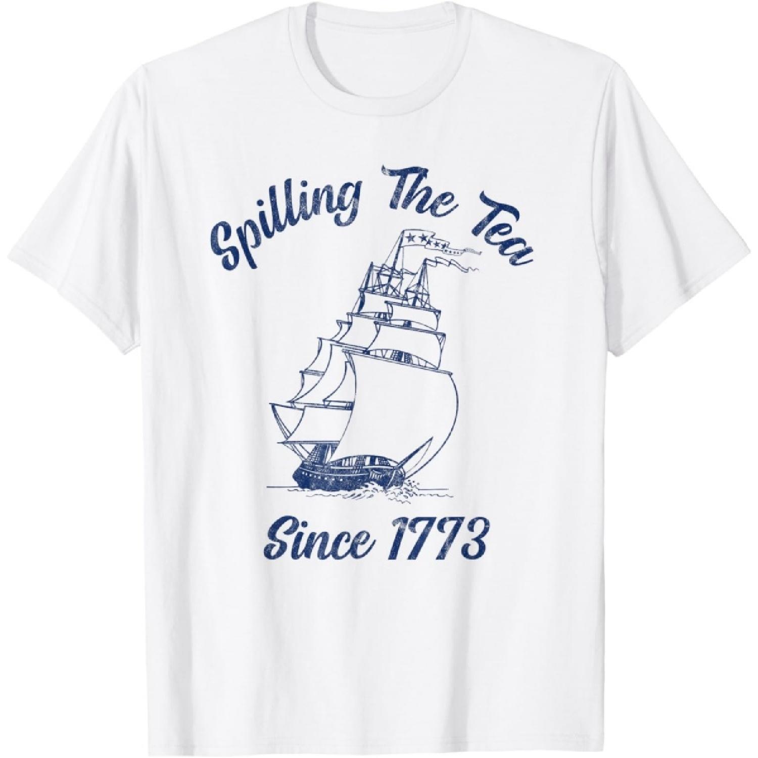 Fun 4th Of July Spilling The Tea Since 1773 History Teacher T-Shirt S