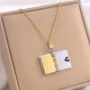 Engraved Titanium Steel Necklace - Fade-Resistant, Emotional Book Pendant, Women's Clavicle Chain Jewelry 
