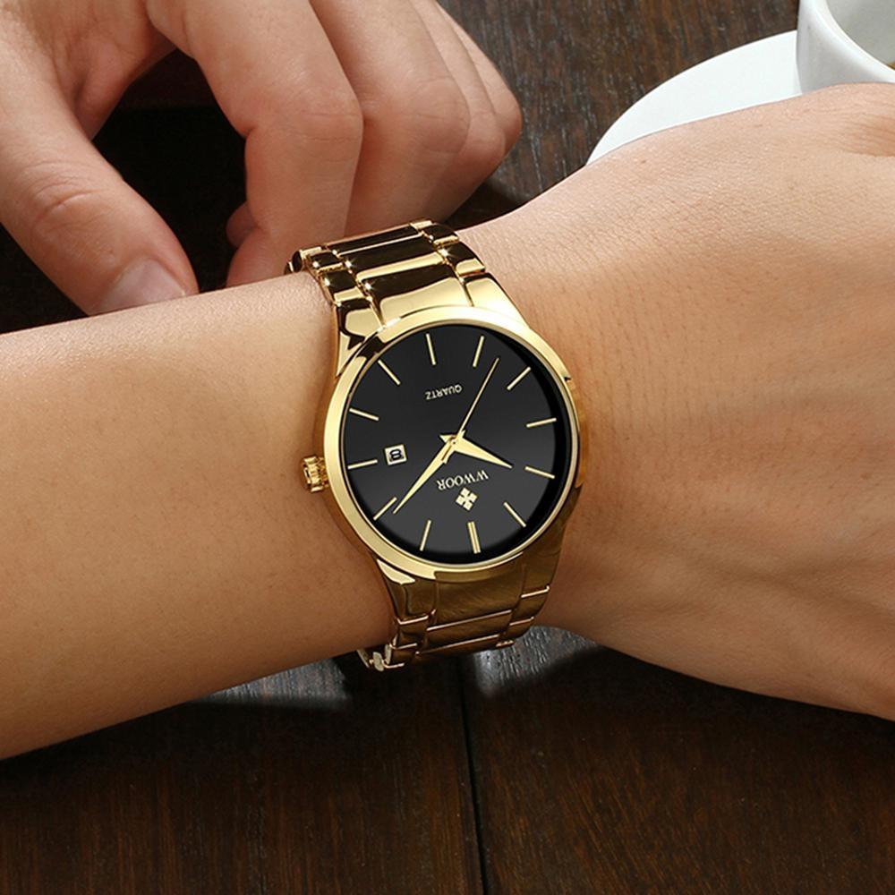 Top Brand Luxury Fashion Men's Watches Full Black Steel Belt Watches For Men Quartz Wristwatch Waterproof Clock