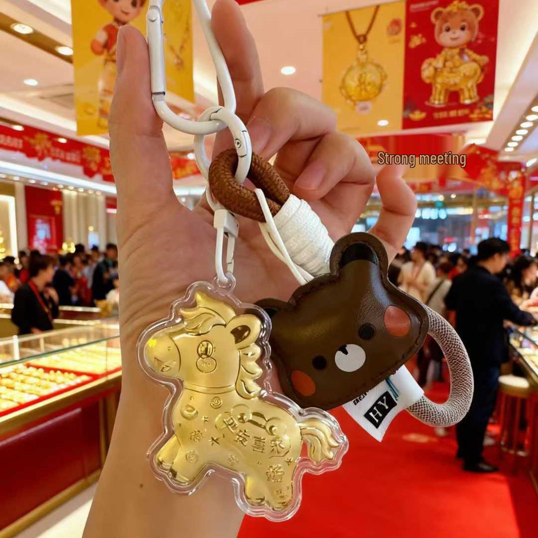 Golden Horse Wealth Keychain Pendant - New Year Celebration Charm Gift Box