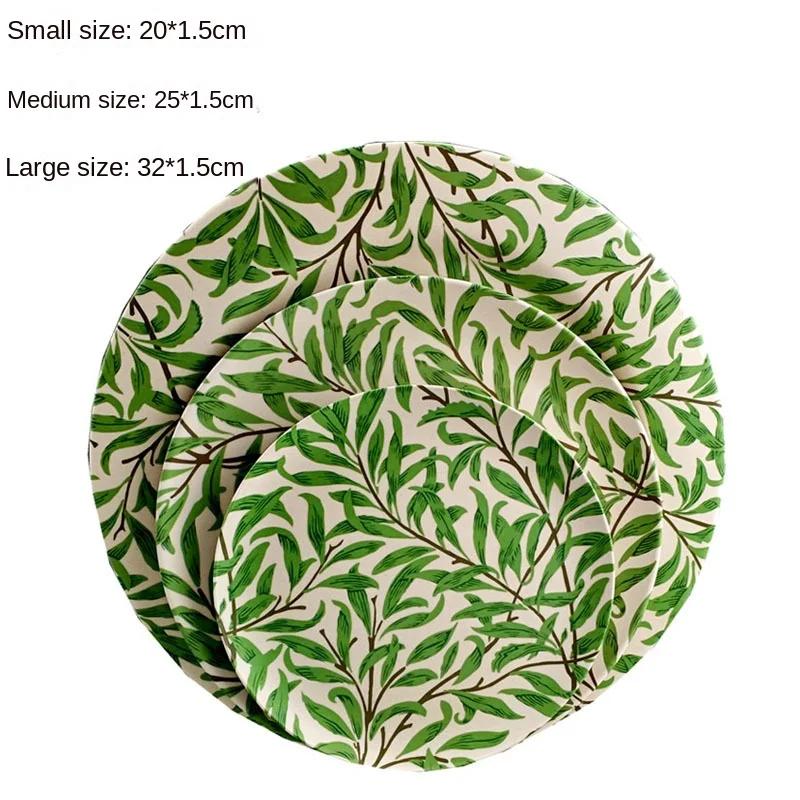 Bamboo Fiber Western Dining Plate Eco-Friendly Steak Pizza Plate Salad Bowls Fruit Snack Candy Tray Degradable Tableware Dishes