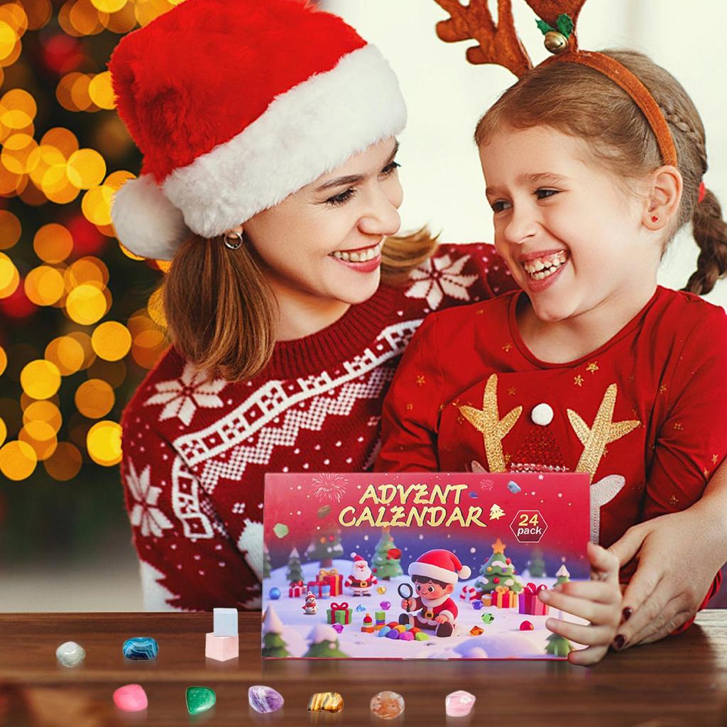 Christmas Countdown Crystal Calendar Rock Stone Digging Theme 24 Boxes Holiday Kids Girls Stocking Stuffers Party Favors