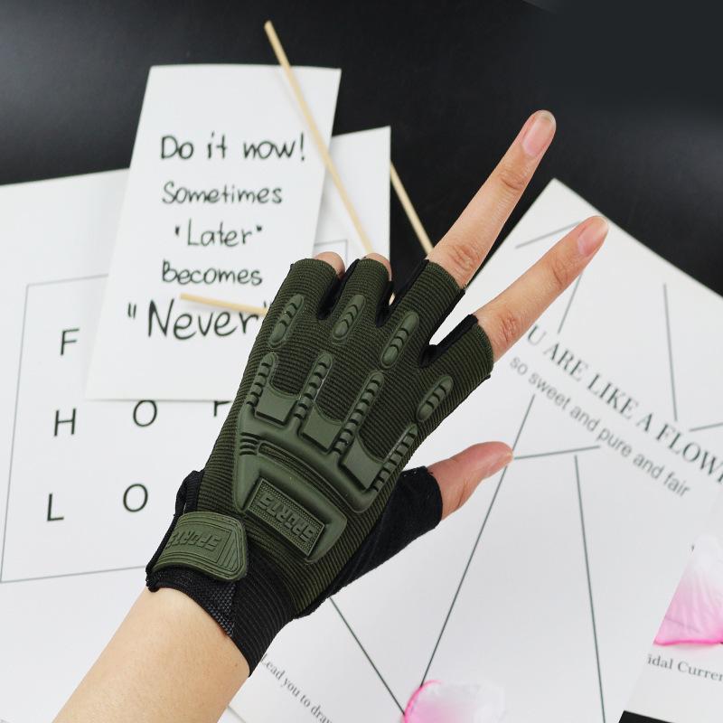 Boys' Non-Slip Tactical Fingerless Gloves for Outdoor Sports & Fitness
