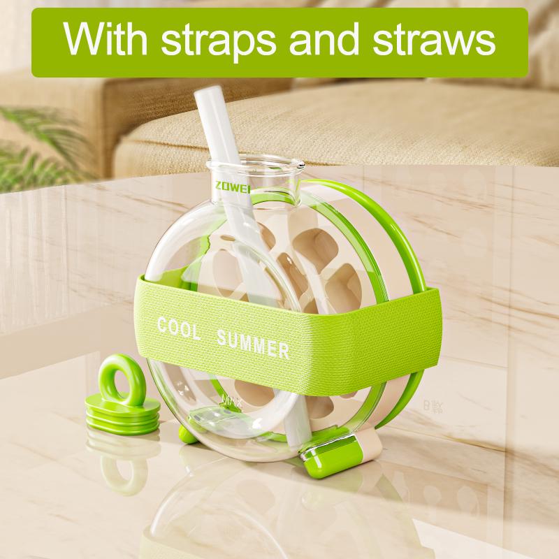Creative Ice Cube Mold with Straps Straws Ice Maker Portable Plastic Ice Cup Kettle Outdoor Fitness Drink Bottle Ice Cube Tray