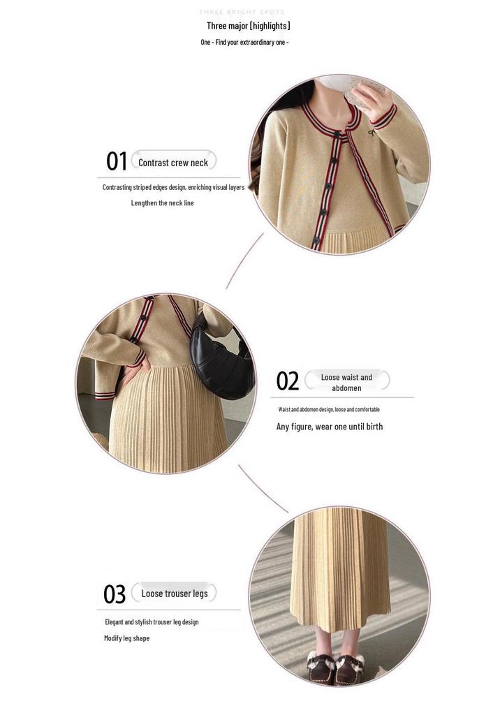 2025 Early Autumn Knit Vest Dress & Cardigan Set