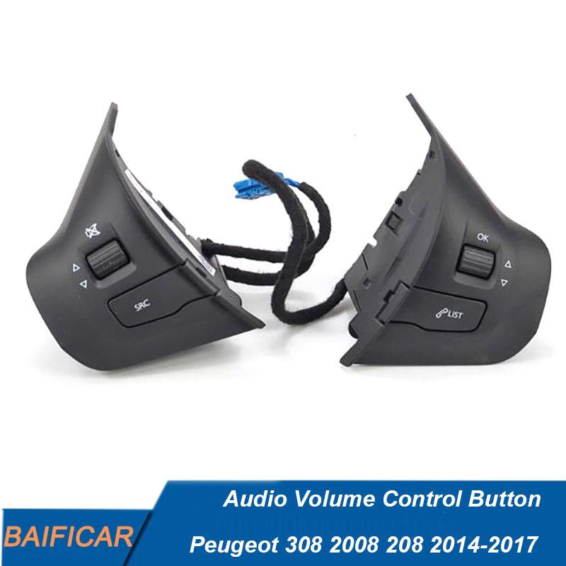 Baificar Brand New Audio Volume Control Button Steering Wheel Media Switch With Wire For Peugeot 308 2008 208 2014-2017