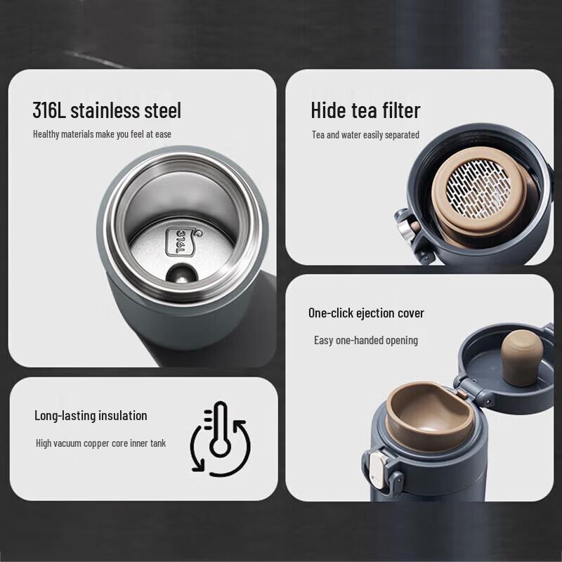Supor 316L Stainless Steel One-Touch Insulated Tumbler