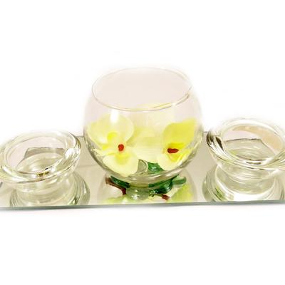 [L4062] - Set of Floating Candles 'Belle De Soie' Mirror (yellow)