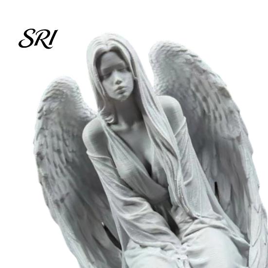 Simple Angel Decor 3D Printed Figurine, Desktop Ornament, Resin Sculpture Pleated Clothes for Bedroom Entrance Hall Study Room Stylish Home