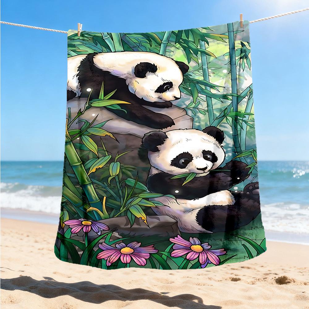 1pc Panda Forest Throw Blanket Polyester Fiber, Lightweight Flannel, Soft & Warm, All Season Use for Outdoor, Camping Digital Print