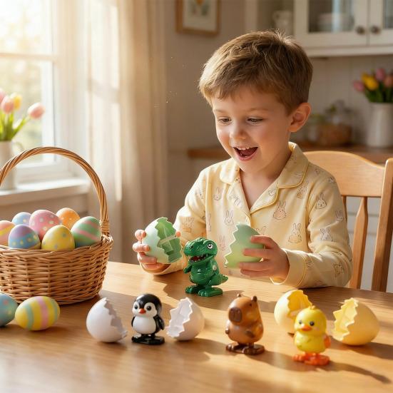 2/4Pcs Wind-up Animal Egg Toy Broken Egg Duck Dinosaur Penguin Capybaras Clockwork Toy Toddlers Boys Girls Walking Hatchling Animal Toy Party Favors