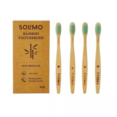 Brosses à dents biodégradables en bambou à poils doux (4 choses), Brosse à dents en bambou,