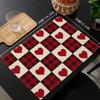 4pcs/6pcs/8pcs Valentine's Day themed placemats, linen placemats for home kitchen restaurant, fashionable print, table mats for holiday parties