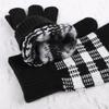 Winter Fashion Retro Plaid Gloves Outdoor Cycling Warm Five-Finger Knitted Gloves