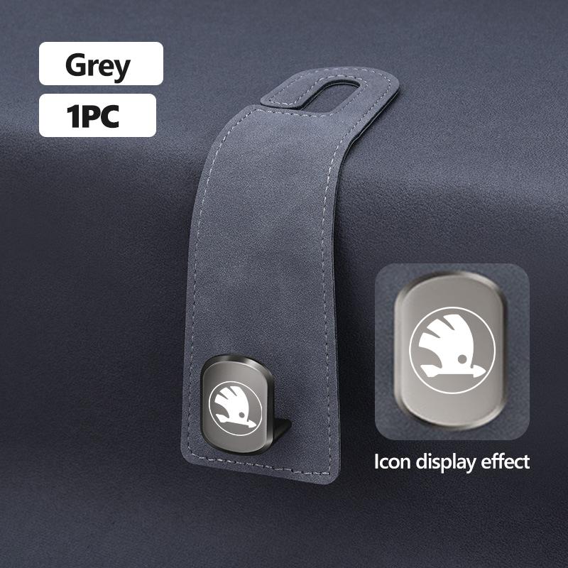 FFRP2 For Skoda Alloy Car Seat Backrest Hook Car Headrest Hooks Hanger Accessories Kodiaq Fabia Kamiq Karoq Octavia 2 3 Rapid Scala