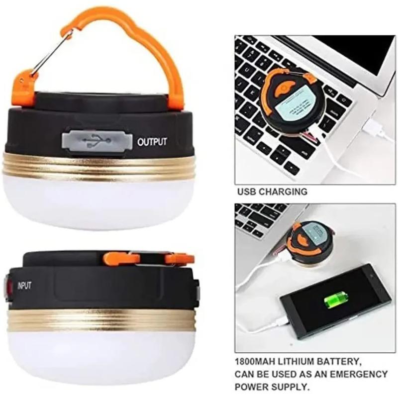 USB Rechargeable Portable Camping Tent Light 3 Modes Waterproof Outdoor Tent Lamp Lightweight Night Hanging Hook Emergency Lamps