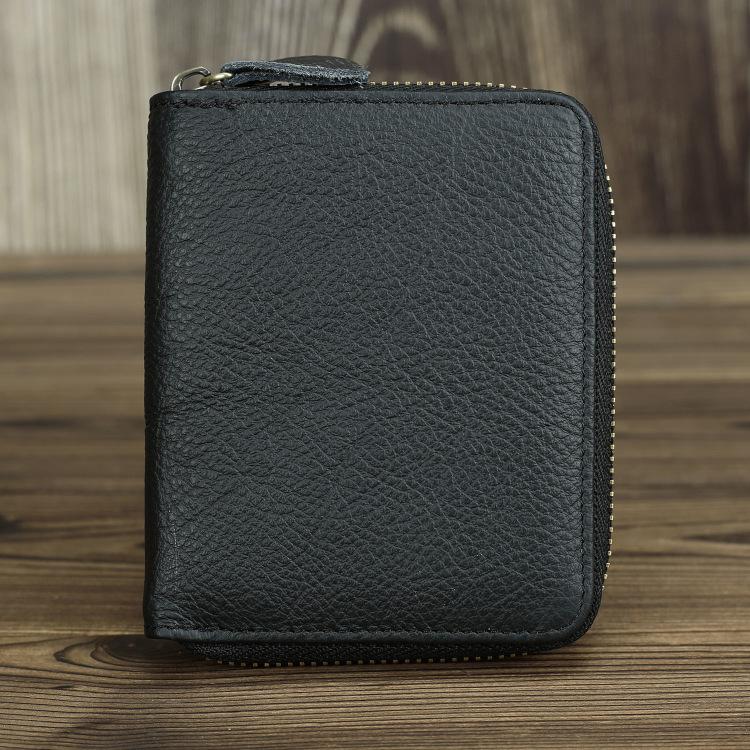 European and American Retro Men's Wallet Multifunctional Crazy Horse Leather Wallet 2 Fold Chain Wallet Horizontal and Vertical Styles