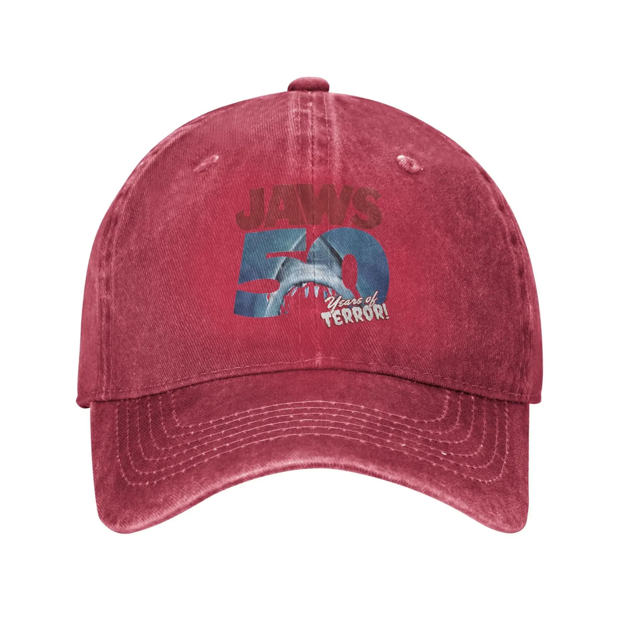 Unisex Jaws Th Anniversary Movie Cap Headwear Baseball Cap Casual Trucker Hats Adjustable One Size