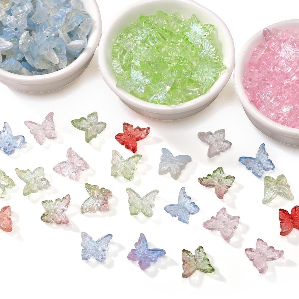 10 ks Skleněné motýlkové korálky s ocáskem Volné distanční korálky pro výrobu šperků DIY Náramek Náhrdelník