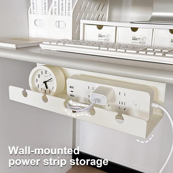 Office Desk Cable Organizer Box Under-Desk Router Power Strip Holder Wire Management Holder No Drilling Adhesive Cord Storage Container