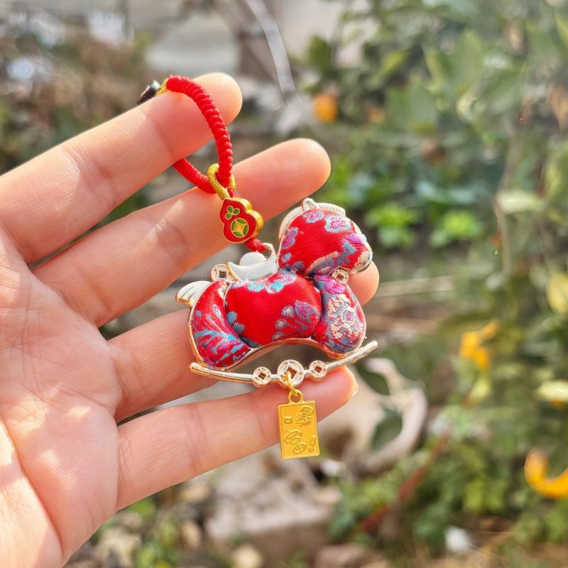 Pure Handmade Song Brocade Horse Pendant Charm – Double-Sided Fortune & Prosperity Tassel Ornament