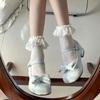 2026 Lolita Style Cute Round Head Jane Pumps with Bow Women Sweet Party Dress Midi Heels Shoes Fashion PU Sneakers Women