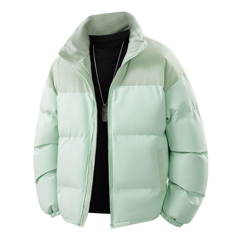 Unisex Winter Padded Cotton Jacket Thick Warm Loose Fit Stand Collar Casual Outerwear Men Women