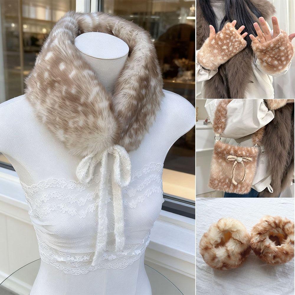 Harajuku Elk Plush Scarf Fleece Cuffs New Fingerless Gloves Christmas Gift